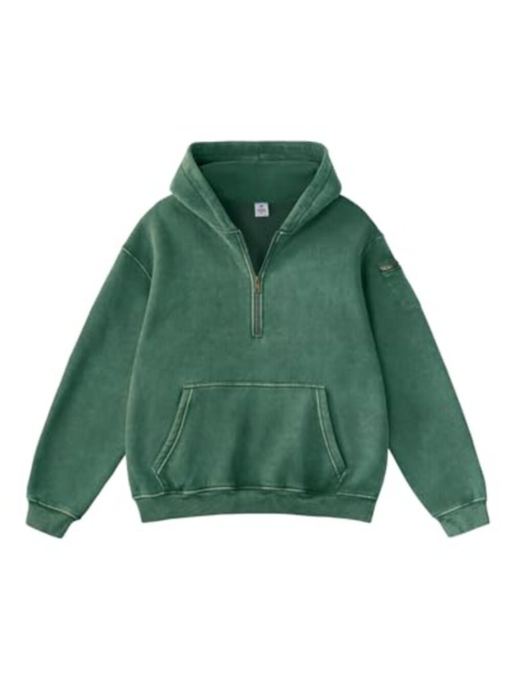 Washed Quarter Zip Hoodie Oversized Loose Fit Pullover Sweatshirt Pockets